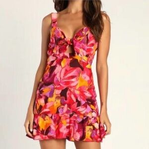 Lulu's Vibrant Floral Mini Dress